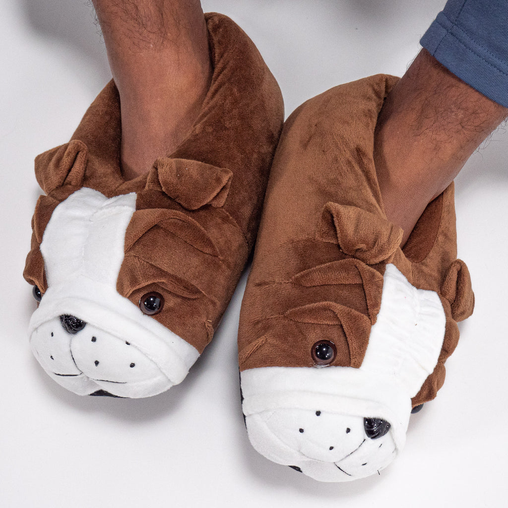 Nikaro Men's 3D Bulldog Slippers Cute Animal Fleece House Shoes Sleeping  Socks | eBay